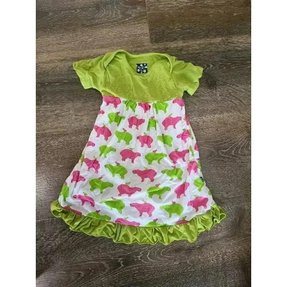 Bamboo Kickee Pants Hippo Dress 6-12m #3 - Picture 1 of 4